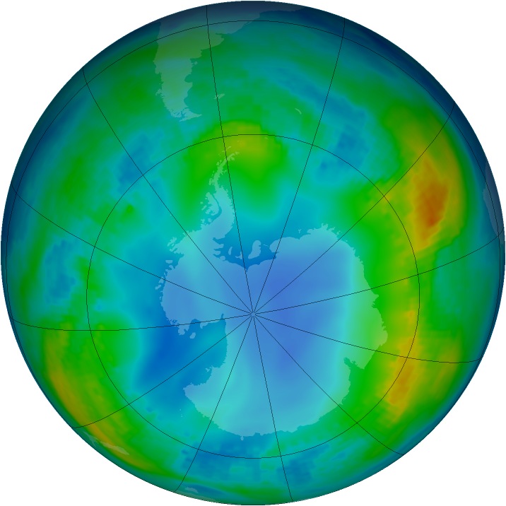 Antarctic ozone map for 28 May 2002